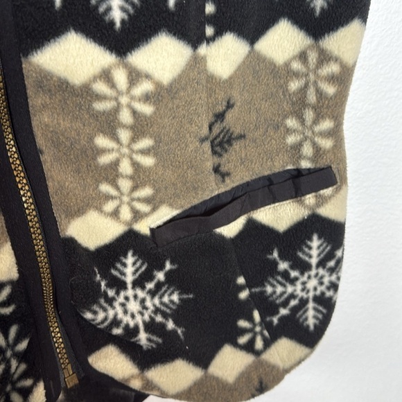Vintage Sierra Classics Large Snowflake Fleece Vest Tan Black White Full Zip L - Picture 4 of 6